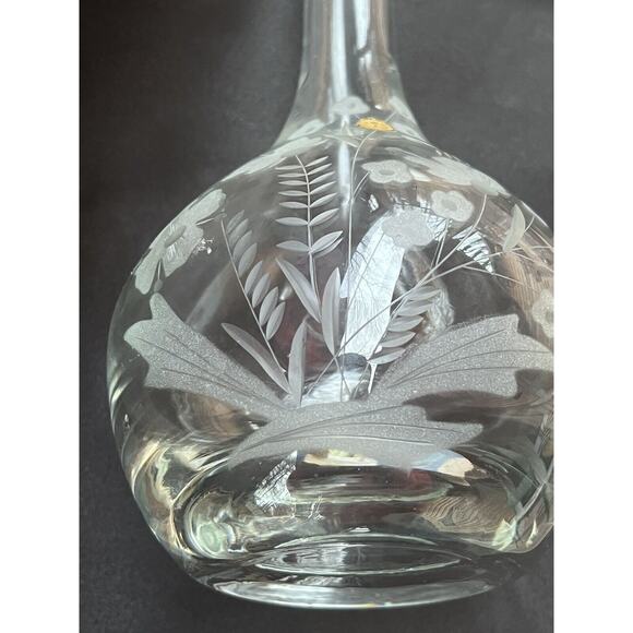 Vintage Crystal Decanter Hand Etched Made In Romania With Orig Sticker No Chips - Picture 5 of 9